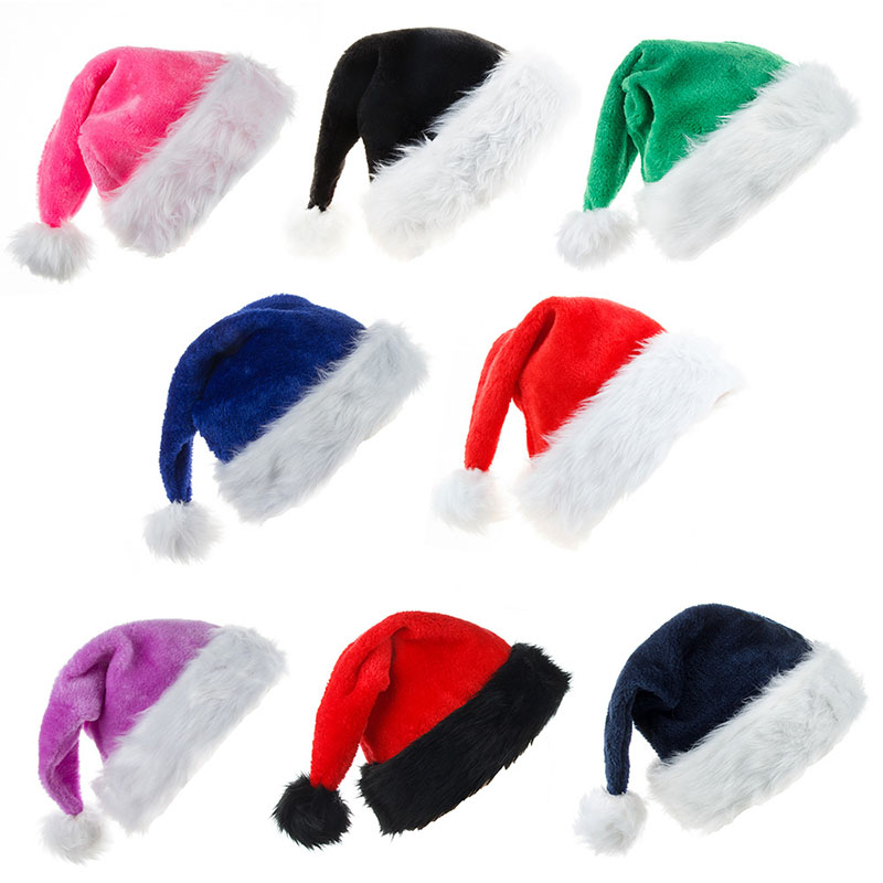 Santa Hat Plush - Colorful Large Adult Plush Christmas Hat