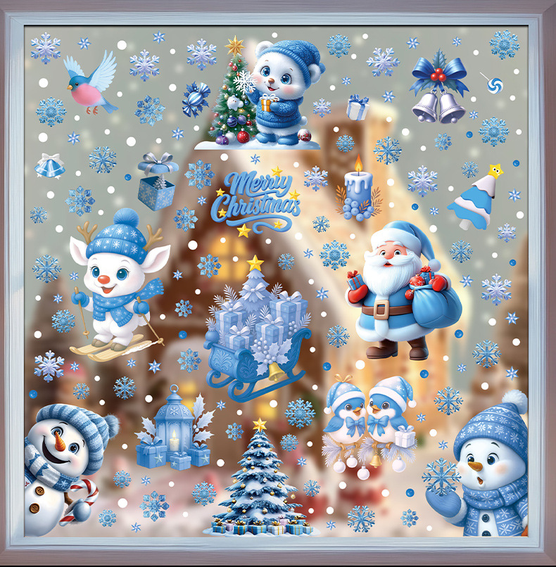 Blue Christmas Window Clings-S - огляд і ціна Snowflake Window Decal