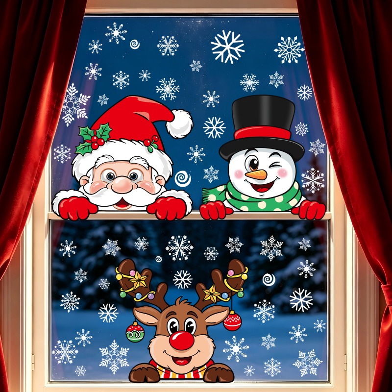 Christmas Cartoon Reindeer Sta - огляд і ціна Snowflake Window Decal