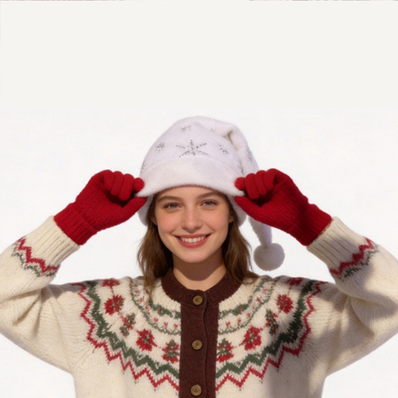 White Plush Christmas Hat Gold - огляд і ціна Santa Hat Plush