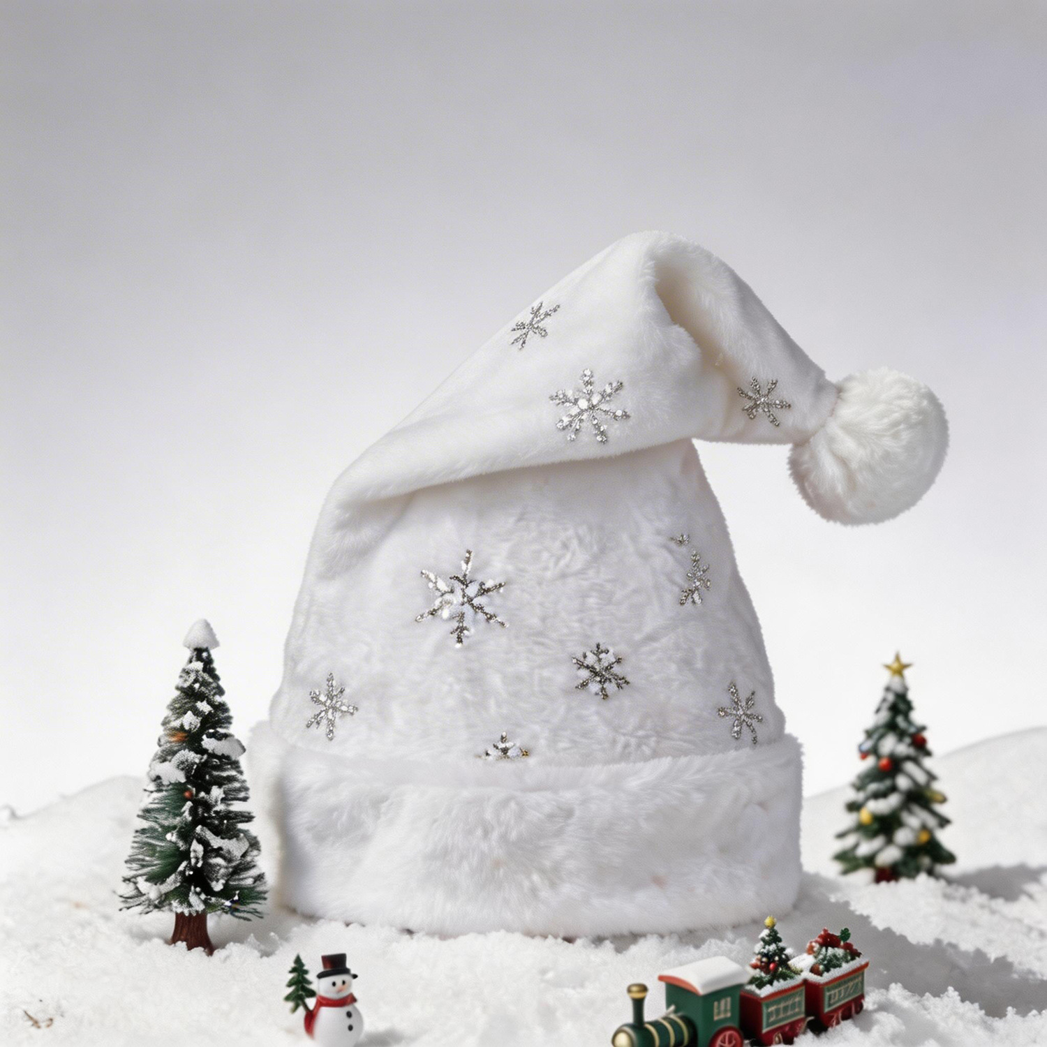 White Plush Christmas Hat Gold - огляд і ціна Santa Hat Plush