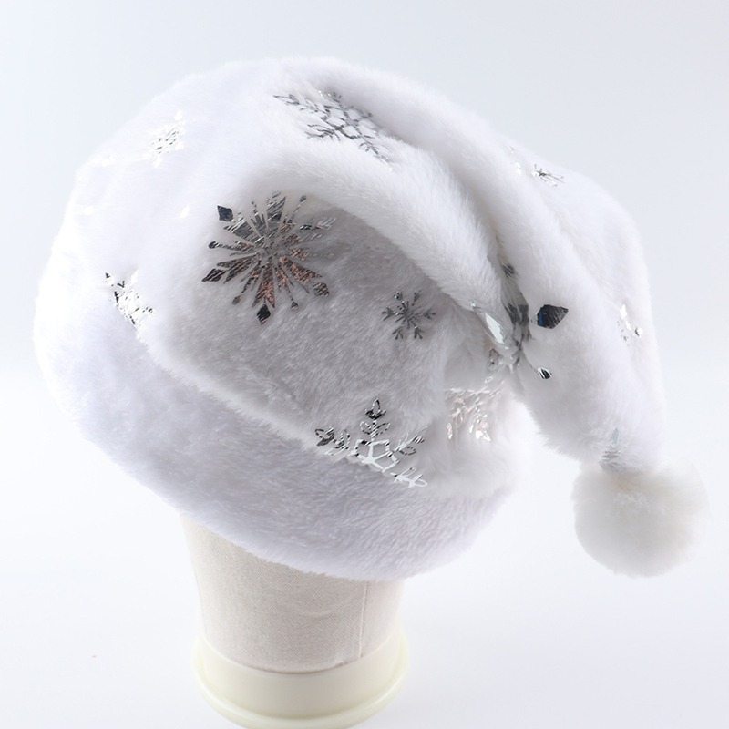 White Plush Christmas Hat Gold - огляд і ціна Santa Hat Plush