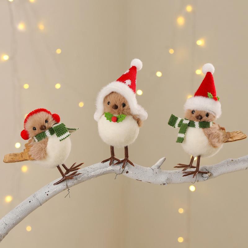 Christmas Plush Bird Ornaments - огляд і ціна Santa Hat Plush